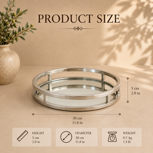 Product Apricate Luxury Stainless Steel Round <b>Mirror</b> Serving <b>Tray</b> Modern Open Frame Decorative Display Platter - Product Image 2