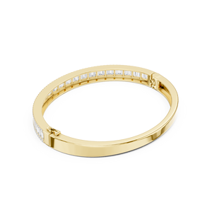Yellow Gold Lab Grown Diamond Baguette Tennis <b>Bangle</b> <b>Bracelet</b> for Women Luxury Fine Jewelry - Product Image 3