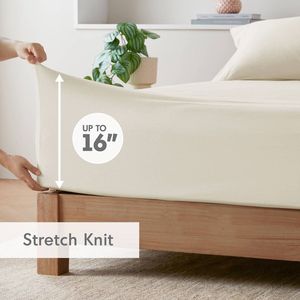 Set di Lenzuola in Jersey di Cotone Misto per Tutte le Stagioni, Misura Full - Include Federa - Product Image 4