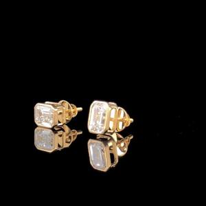 Pendientes de Diamante Cultivado en Laboratorio con Corte Esmeralda de 2 Quilates, Engastados en Oro Rosa de 14K, Joyería Minimalista para Mujer, Regalo de Boda - Product Image 6