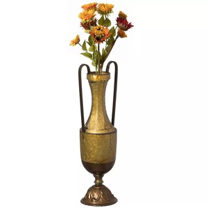 Vase de sol rustique style ancien avec poignée, finition martelée, urne décorative en métal, hauteur 12,5 pouces - Product Image 2