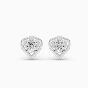Pendientes solitarios con diamante cultivado en laboratorio de 0.17 quilates en forma de corazón, en oro amarillo, blanco y rosa de 9 quilates. - Product Image 2
