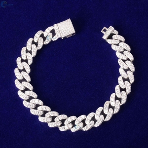 Colorless Lab Grown Diamond Cuban Link Bracelet Full <b>Iced</b> <b>Out</b> Celebrity Style Hip Hop Bracelet - Product Image 1