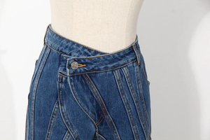 Jean évasé taille mi-haute en polyester/coton pour femme, respirant, séchage rapide, style vintage, mode urbaine - Product Image 3