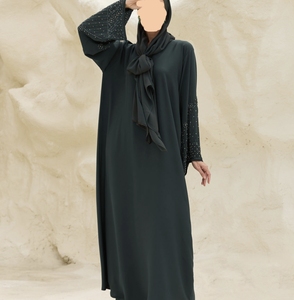 Wholesale Modest Dubai Beaded Sequined Long Sleeve <b>Abaya</b> Muslim Eid Ramadan Traditional Handmade <b>Wedding</b> Women Polyester Spring - Product Image 6