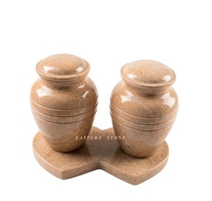 Large Marble Funeral Ash Cremation Urn with Matching Keepsake Urn for Adult Human Ashes <b>Memorial</b> Funeral Set Wholesale Natural - Product Image 5