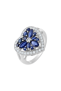 Diamond and Blue Sapphier Ring in 92.5 Sterling Silver KLSR-11272 - Product Image 2