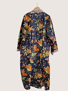 Bata Larga Estampada Floral para Mujer, Manga Larga, Cuello en V, 100% Poliéster, Suave, Informal, para Primavera, con Cierre de Cordón - Product Image 3