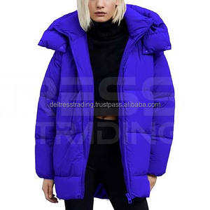 Chaqueta de invierno cálida para mujer al por mayor, con capucha, cremallera completa, larga, transpirable, relleno de algodón, tejido de lana, gorro desmontable - Product Image 5