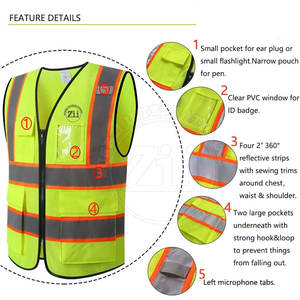Service de conception personnalisé OEM : Créez votre propre gilet de sécurité haute visibilité de qualité supérieure, classe 1 ANSI, avec éclairage LED et logo personnalisé - Product Image 2