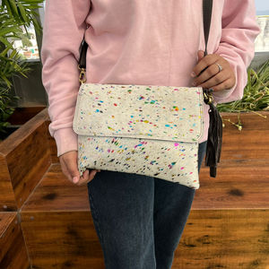 New Stylish Designer Women's Crossbody <b>Bag</b> Handmade Metallic Fur <b>Leather</b> Tassel Customizable Hot Selling Fashion Purses Handbags - Product Image 3