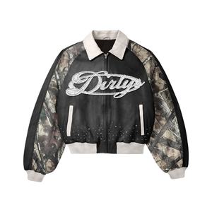 Unisex <b>Winter</b> Canvas Streetwear Polyester Windproof Bomber Jacket Manufacturer Custom Embroidered Chenille Patch Zippered - Product Image 2