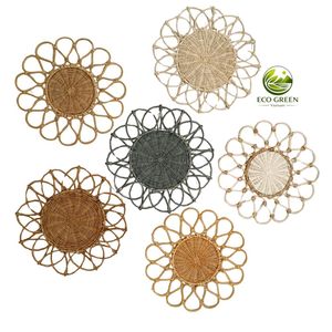 En gros, Napperon souple en rotin fleuri, Panier mural décoratif tressé à la main, Napperon de table et sous-verre de style bohème pour la maison, Écologique - Product Image 3
