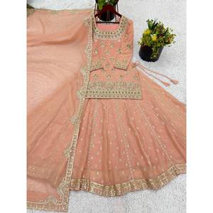 Séquence de travail brodée pour femmes Wear Top Bottom Dupatta Set - Product Image 2