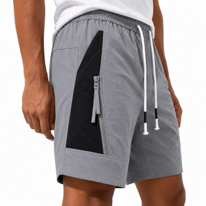 Casual Nylon Windbreaker <b>Shorts</b> Men Mid Waist Zipper Fly Closure Front Side <b>Zip</b> <b>Pockets</b> Waterproof Quick Dry Knee Length Outdoor - Product Image 2
