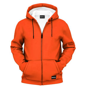 เสื้อฮู้ดซิปเต็มตัวสำหรับผู้ชายและผู้หญิง, เสื้อฮู้ดมีซิปสีพื้นพิมพ์ลายแบบซับลิเมชันสำหรับฤดูหนาวโลโก้ออกแบบได้ตามที่ต้องการ - Product Image 1