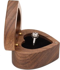 Boîte à bague de fiançailles en bois mince en forme de cœur, étui porte-bague pour cérémonie de mariage, jour commémoratif, anniversaire - Product Image 1