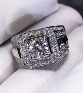 1 Carat Mens <b>Emerald</b> Cut Moissanite Luxury <b>Ring</b> Sterling <b>Silver</b> 14K Gold Plated Geometric Classic Engagement Anniversary Wedding - Product Image 2