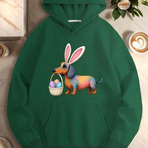 Dachshund con canasta de Pascua sudaderas casuales de mujer - Product Image 2