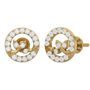 Boucles d'oreilles classiques en forme de couronne, en argent sterling 925 plaqué rhodium, avec un charme en diamant moissanite, 36 diamants taille brillant, 0,20 CTW - Product Image 1