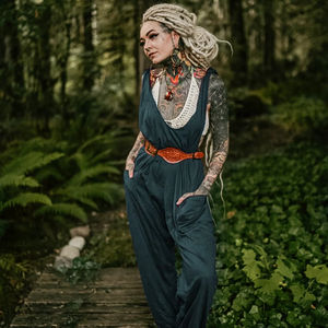 Mono de mujer de algodón súper suave con pierna estrecha y bolsillos, informal y cómodo para el día a día, ropa de playa - Product Image 1