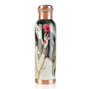 Botella de Agua Ayurvédica de Cobre Metálico Personalizada, Desechable, Ecológica, con Pajita y Tapa Antiderrames para Deportes, Gimnasio, Aire Libre y Yoga - Product Image 1