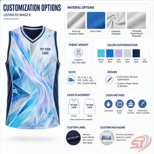 Diseña Tu Propia Camiseta de Baloncesto, Nombre y Número Personalizados, Sublimación, Transpirable, Ecológica, de Secado Rápido, Uniforme de Equipo, Top Arctic Prism - Product Image 3