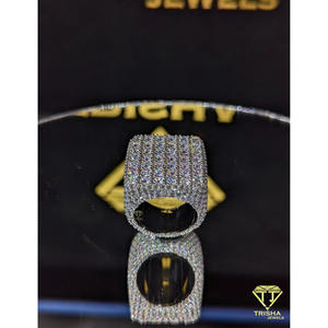 Hip Hop Style Iced Square Ring with VVS Moissanite Diamonds Luxury Bling Jewelry Piece by Trisha Jewels - Product Image 2