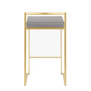 Contemporary Fuji Counter <b>Stool</b> Set of <b>2</b> Gold with Grey Faux Leather <b>Bar</b> <b>Stools</b> by Contemporary Fuji - Product Image 5