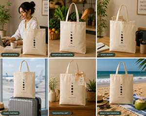 Bolso de lona con diseño de fase lunar, diseño minimalista, compañero de compras para todas las estaciones - Product Image 5