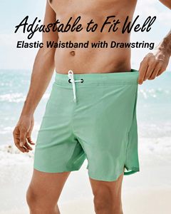Shorts de bain pour hommes, couleur unie, avec doublure de compression, 2 en 1, respirants, séchage rapide, avec poche zippée - Product Image 3