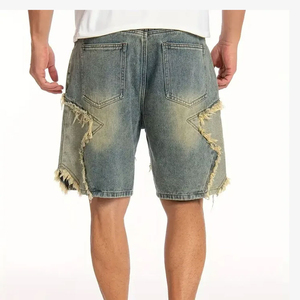 Pantalones Cortos de Mezclilla Holgados Estilo Y2K con Pedrería, Cintura Elástica, Casuales, para Verano, Estilo Urbano, para Hombre - Product Image 3