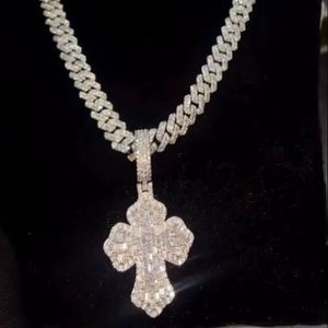 Chaîne cubaine en tungstène avec perles d'eau douce rondes taillées en brillant et pierres naturelles, en argent sterling 925, style hip-hop, bijoux fins pour tous les jours - Product Image 1