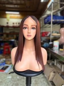 Peluca marrón café recta de hueso suave y sedoso hecha de cabello humano súper doble dibujado vietnamita de alta calidad 100% disponible - Product Image 3