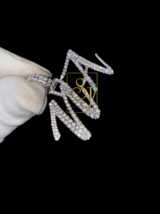 Trendy SHRAMAN DIAMOND 14K White <b>Solid</b> <b>Gold</b> Rhodium Plated Minimalist Custom Letter Name Necklace VVS Fine <b>Pendants</b> Charms - Product Image 2