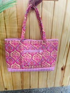 Bolsa de Mano Acolchada de Algodón Premium con Estampado Floral, Cierre Magnético, Gran Capacidad, Bolsa de Hombro Reutilizable para Compras - Product Image 5
