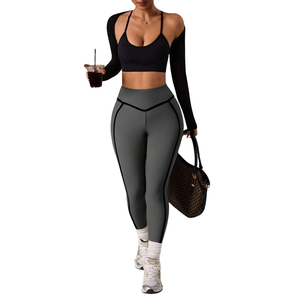 Leggings de yoga taille haute en spandex pour femme - Leggings de sport légers à blocs de couleur, contrôle du ventre, longueur intégrale pour le yoga et la gym - Product Image 3