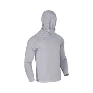 Men's Long Sleeve <b>UV</b> <b>Protection</b> Hooded Shirt Solid Color 100% Polyester Anti-<b>Uv</b> Fishing Wear Pullover Top - Product Image 2
