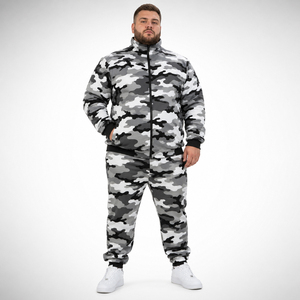 Men Camo Printed Full <b>Zip</b> Tracksuit Plus Size Heavyweight Training Jacket Casual Jogger Set Men French Terry Zipper Track Set - Product Image 2