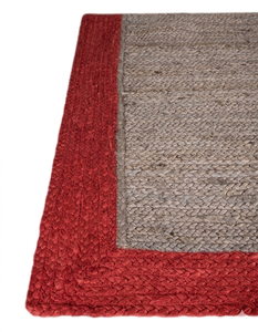 Alfombra ovalada de yute tejida a mano, yute natural con borde rojo, alfombra trenzada hecha a mano, alfombra de estilo bohemio y rústico, tamaño personalizado - Product Image 4
