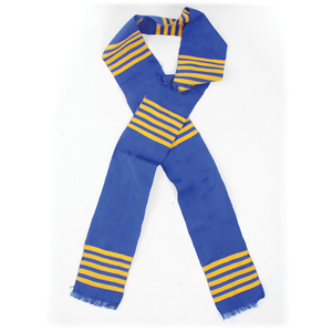 Estola de Graduación Kente de la Hermandad Sigma Gamma Rho, Auténtica, Tejida a Mano en Ghana, de Algodón Azul Rey y Dorado, para Ceremonias - Product Image 1