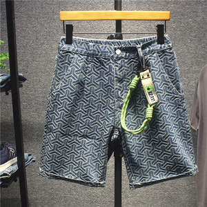 Pantaloncini da uomo Casual in Denim blu Denim per giovani Slim Fit <span class=keywords><strong>Chino</strong></span> personalizzato stile <span class=keywords><strong>Jeans</strong></span> intrecciato a vita media - Product Image 4