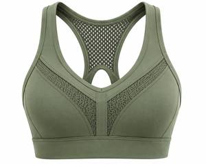 Sujetador deportivo de malla sin costuras con soporte alto y almohadillas extraíbles para mujer, transpirable, de secado rápido, ecológico, para yoga y ropa deportiva. - Product Image 5