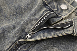 Jeans droits décontractés en denim délavé pour homme, taille élastique, coupe large, collection hiver-printemps, personnalisable (ODM) - Product Image 5