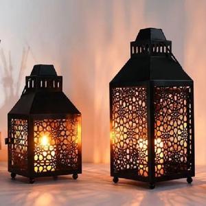 Juego de Faroles de Metal Negro Ecológicos y Duraderos para Meditación Zen, Portavelas Decorativo de 2 Colores para Sala de Yoga, Spa, Hogar y Relajación - Product Image 1