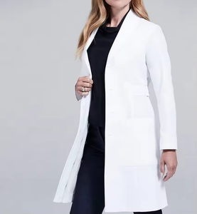 Blouse de laboratoire blanche tissée pour femmes, coton et polyester, uniforme d'hôpital, 3 poches, fermeture à boutons, blouse médicale pour médecin - Product Image 4