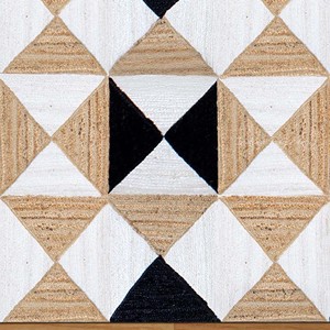 Alfombra moderna de yute con diseño geométrico en negro, blanco y beige, con patrón triangular, tejida a mano, contemporánea, para sala de estar o dormitorio. - Product Image 6
