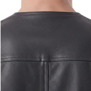 Men Zip-Up Leather Vest Men's Premium Genuine Leather Waistcoat Mens Leather Waist <b>Coat</b> With Side Lace Men V-Neck Leather Vest - Product Image 4