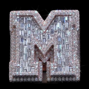 Anillo de Moda Hip Hop con Diamantes Redondos VVS, Certificado GRA, Plata 925, Hecho a Mano, Anillo Baguette, Joyas HUMERA - Product Image 1