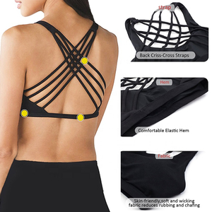Soutien-gorge de sport noir pour homme avec dos croisé, maintien élevé, idéal pour le yoga et l'entraînement, en Spandex/Nylon, séchage rapide et respirant, col en U - Product Image 4